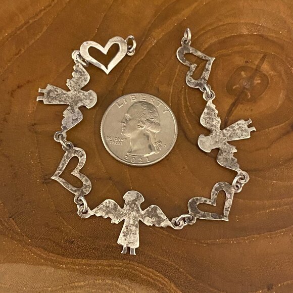 RETIRED Jeep Collins Angel and Heart Bracelet, 7.5", Sterling Silver - Picture 3 of 3